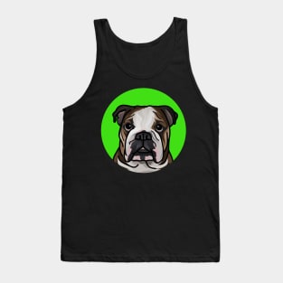 Green Pop Art Cartoon English Bulldog Puppy Tank Top